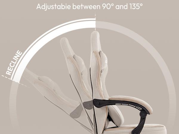 Dowinx Gaming Chair Breathable Fabric Game Chair with Gel Pad and Storage Bag, Comfortable Gamer Chair with Pocket Spring Cushion, Ergonomic Computer Chair with Footrest