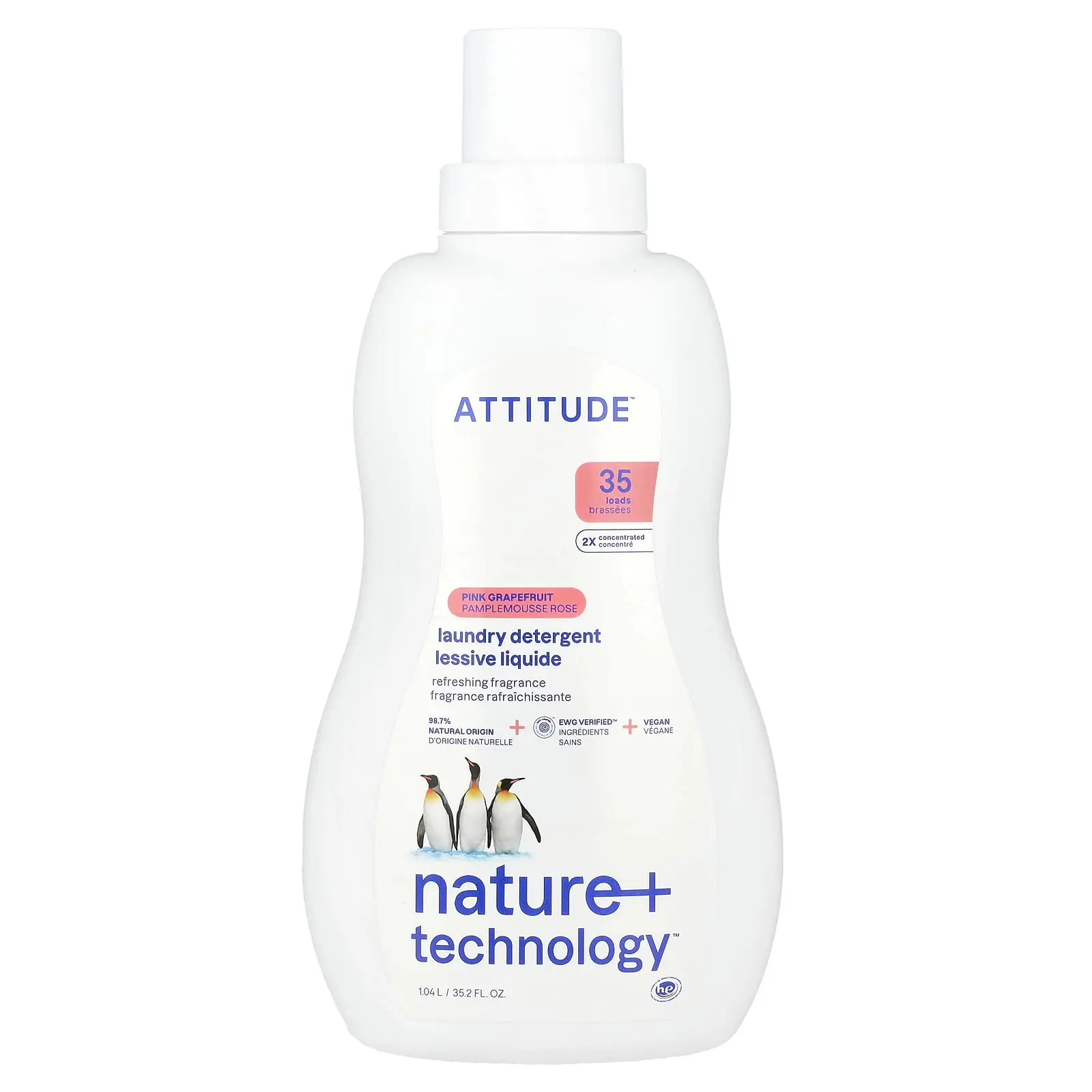 ATTITUDE Laundry Detergent, Pink Grapefruit, 35.2 fl oz (1.04 l)