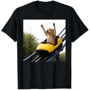 Funny Labrador Dog Riding Roller Coaster Meme for Dog Lovers T-Shirt