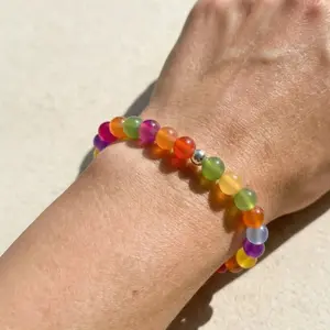 Dopamine Rainbow Beaded Bracelet, UV Reactive Color Changing Waterproof Bracelet, Y2K Stackable Friendship Jewelry for Women, Summer Beach Festival Vacation Party Gift