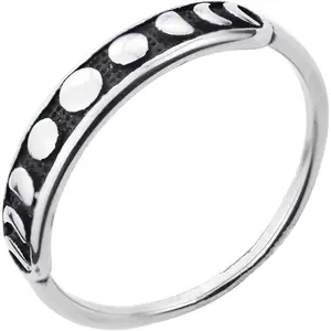 Gothic Black Band Moon Phase Ring  Round Shape Minimalist Cute Ring Stainless Steel Finger Rings  for Women&Men Size 6-11