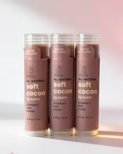 Soft Cocoa Lip Balm (3 Pack) – All Natural Cocoa Hydrating Balm with Vitamin E, Zinc & Lysine