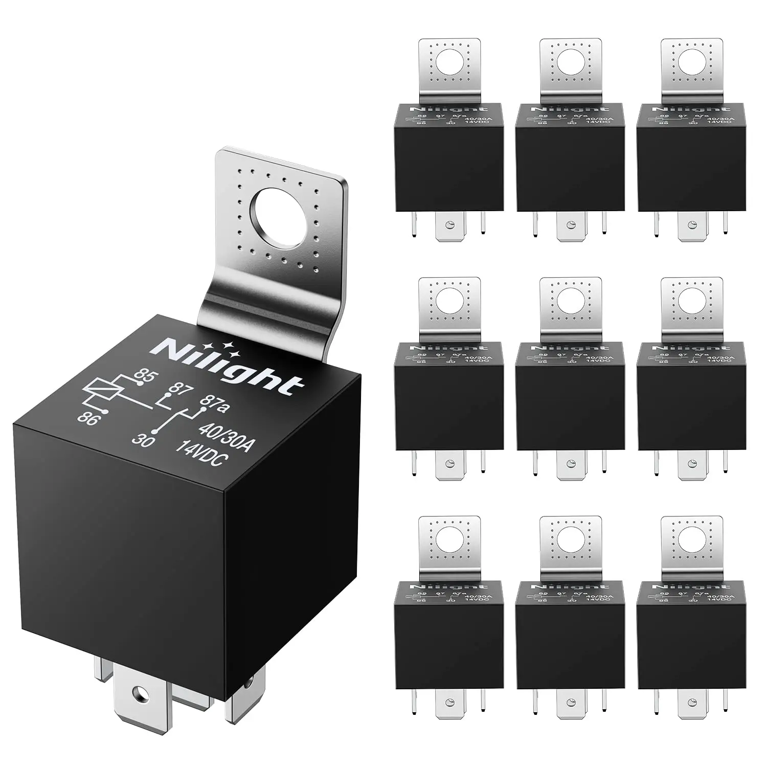 10-Pack SPDT 5-Pin Electrical Relays, 12V 30/40 A Switch Relays for Automotive Cars, Trucks, Marine Boats