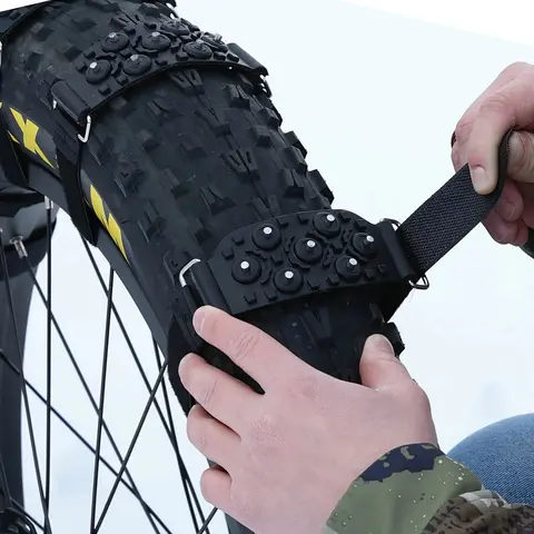 Two Packs of Bicycle Tire Anti-Slip Pads - Heavy Duty Anti-Slip Grip, Suitable for Mountain/Road/Commuting Bikes - All-Weather Tire Tread Pattern, Enhanced Grip on Snow, Ice, Mud, Sand - Winter Bicycle Safety Accessories, Bicycle Tires, Snow Riding