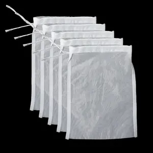 5PCS White Nylon Straining Bag, Fine Mesh Brew Bags, 100-Mesh Wine Filter Bag, Durable Mesh Strainer Bags for Home Brewing Beer, Wine, Cider and Dry Hop (20x15cm/7.87x5.91 Inch)