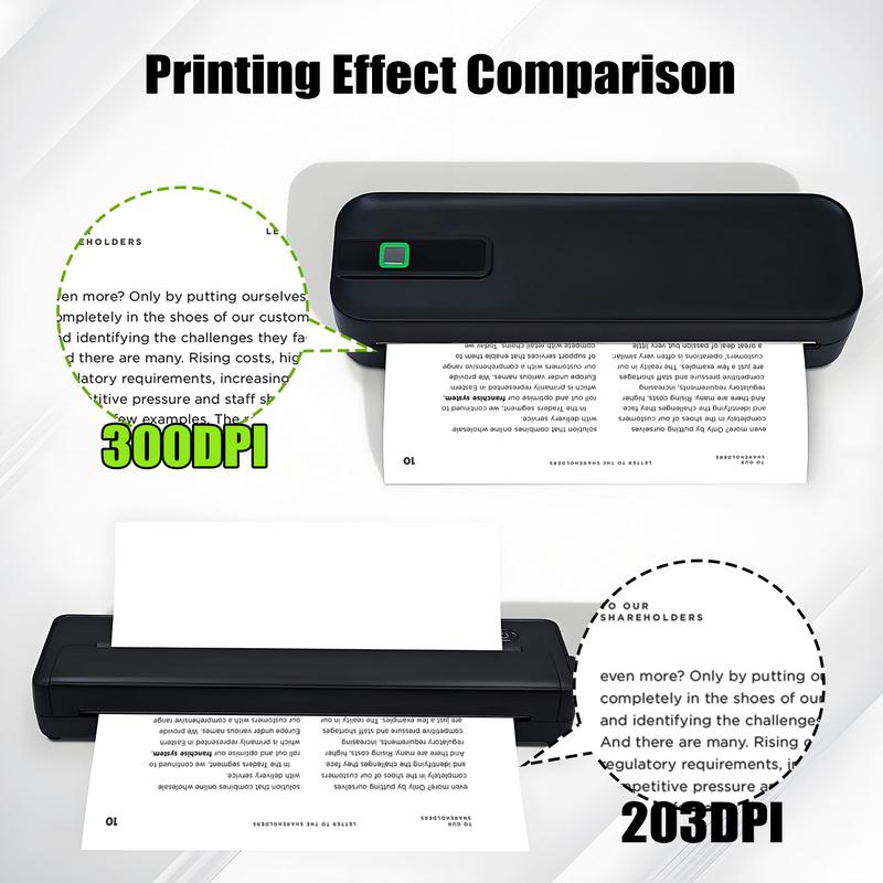 Portable Inkless, Supports A4 Paper Size, Prints Resumes, Music Sheets, Exam Papers, Compatible with iOS & Laptops, Portable Handheld Printer