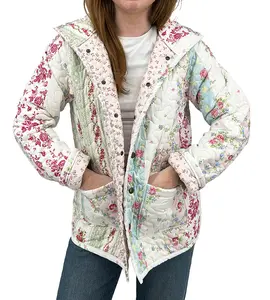 Lynette Patchwork Stripe Quilted Snap Jacket