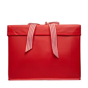 EverBox: Extra Large Red Collapsible Gift Box with White Grosgrain Ribbon Attached