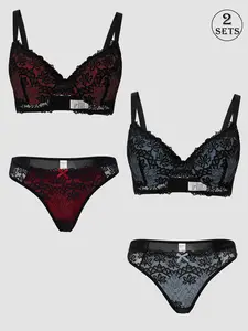 2-Pack Women's Lingerie Set Gathered Anti-Sag Supportive Bra Comfortable and light to wear