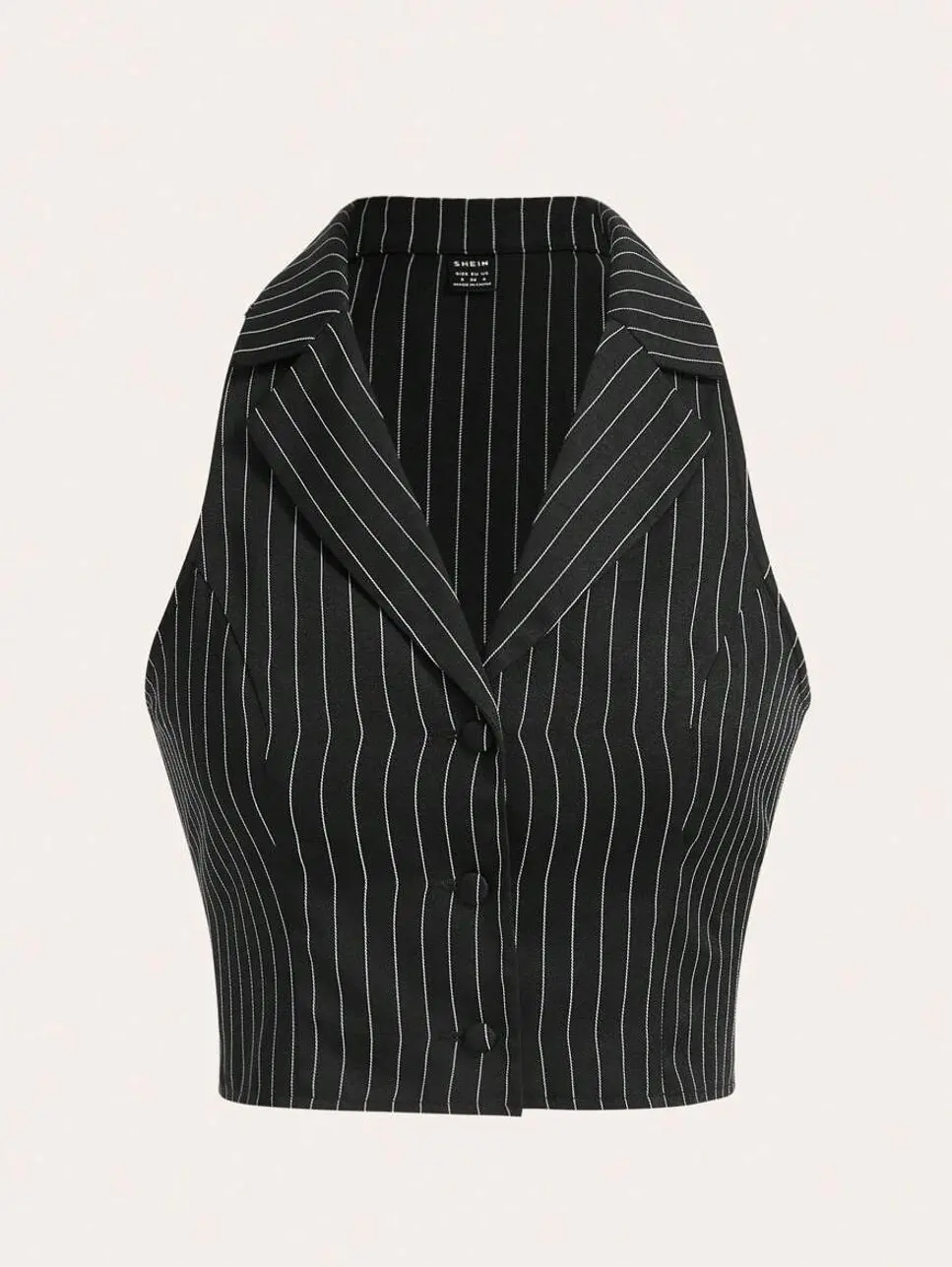 Women's Striped Button Front Crop Vest Blazer, Casual Sleeveless Waistcoat Top for Fall Winter Office Wear, Business Casual, Streetwear and Chic Layered Fashion Outfit for Women