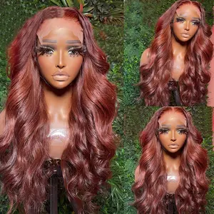 Bling Hair 13x4 Reddish Brown 33# Body Wave Lace Frontal Real Human Hair Wig HD Lace Frontal Wig Real Human Hair Wig Pre Plucked