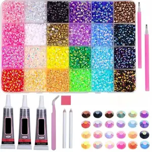 20,000 Pcs/box 24-Color 3mm Crystal Bead Decorations, DIY Manicure, Diamond Art, Phone Cases, Cosmetic Products, Flat-Backed Resin Gemstones