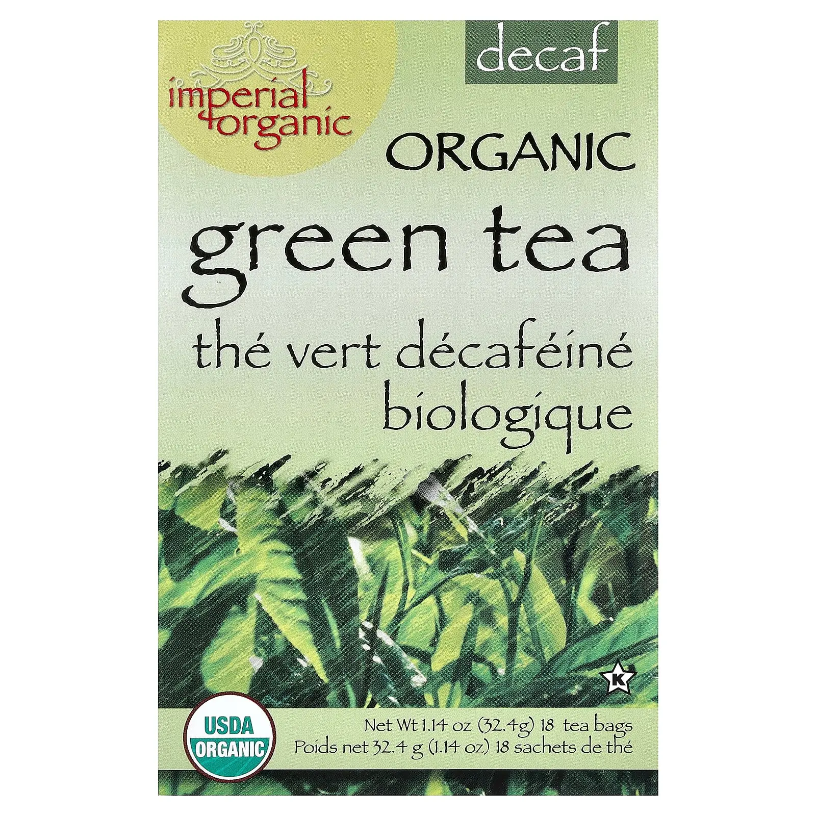 Uncle Lee's Tea Imperial Organic, Green Tea, Decaf, 18 Tea Bags, 1.14 oz (32.4 g)