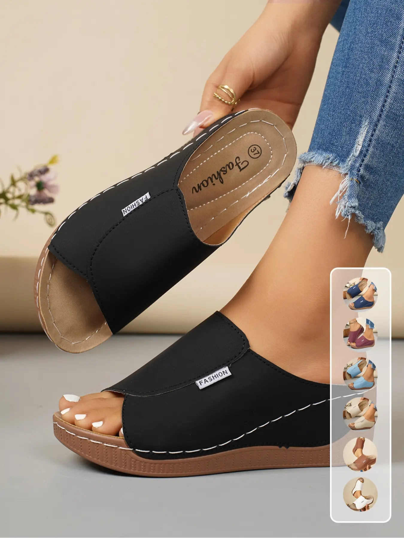 Women’s Platform Wedge Sandals with Arch Support – Soft Sole Comfortable Casual Flatform Sandals, Breathable Open-Toe Anti-Slip Walking Sandals, Fashion Wedges, Casual Fashion Footwear