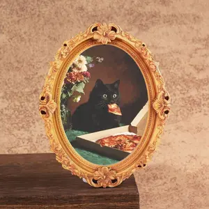 Funny Cat Refrigerator Magnet, Mini Frame Magnet, Small Decorative Magnet, Cat Eating Pizza, Cute and Fun, Ideal for Home Decor, Great Gift