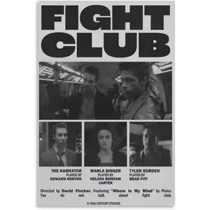 Classical Fight Club Movie Poster Canvas - Iconic Film Art for Bold Wall Decor (6) Artworks Canvas Poster Room Aesthetic Wall Art Prints Home Modern Decor )