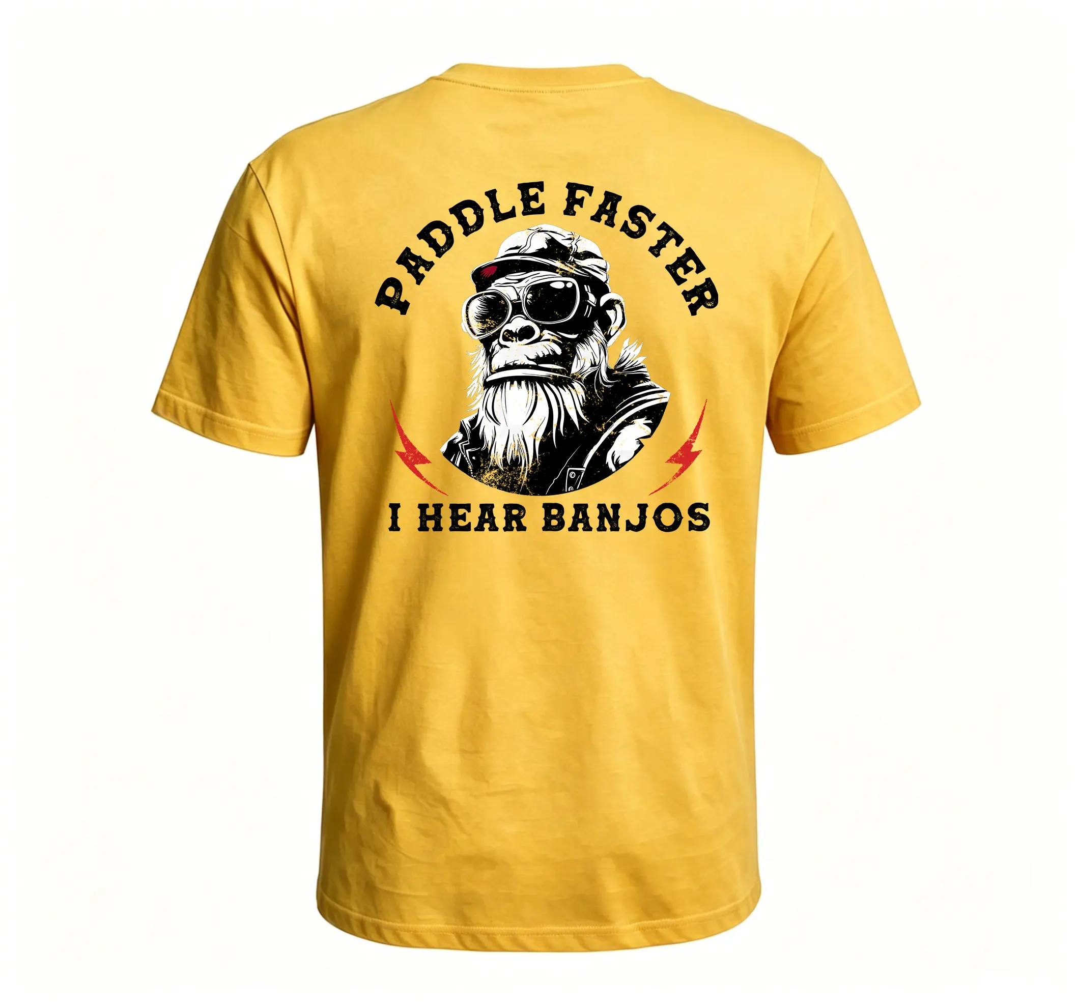 Monkeysober 100% Cotton Men's Suitable For All Seasons Paddle Faster I Hear Banjos Fun and Comfortable Men's Casual Cotton Multi-Size Monkey T-shirt