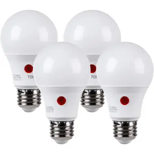 Dusk to Dawn Light Bulbs Outdoor, Sensor A19 LED Light Bulb, Auto on/Off Photocell Automatic for Outdoor Lighting, 5000K, Pack of 4