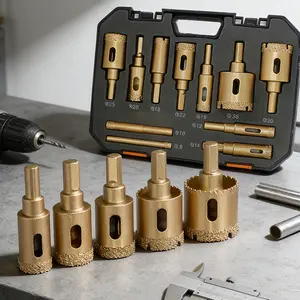 12Pcs Diamond Drill Bit Set, High Strength Brazing Drill Bit Set for Porcelain Tile Ceramic Stone Granite Marble Glass
