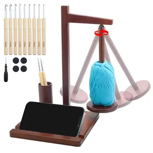 Wooden Yarn Winder with Magnetic Attachment Stable Base for Knitting & Crochet Projects High-Quality Wood Yarn Holder for Home Sewing Room