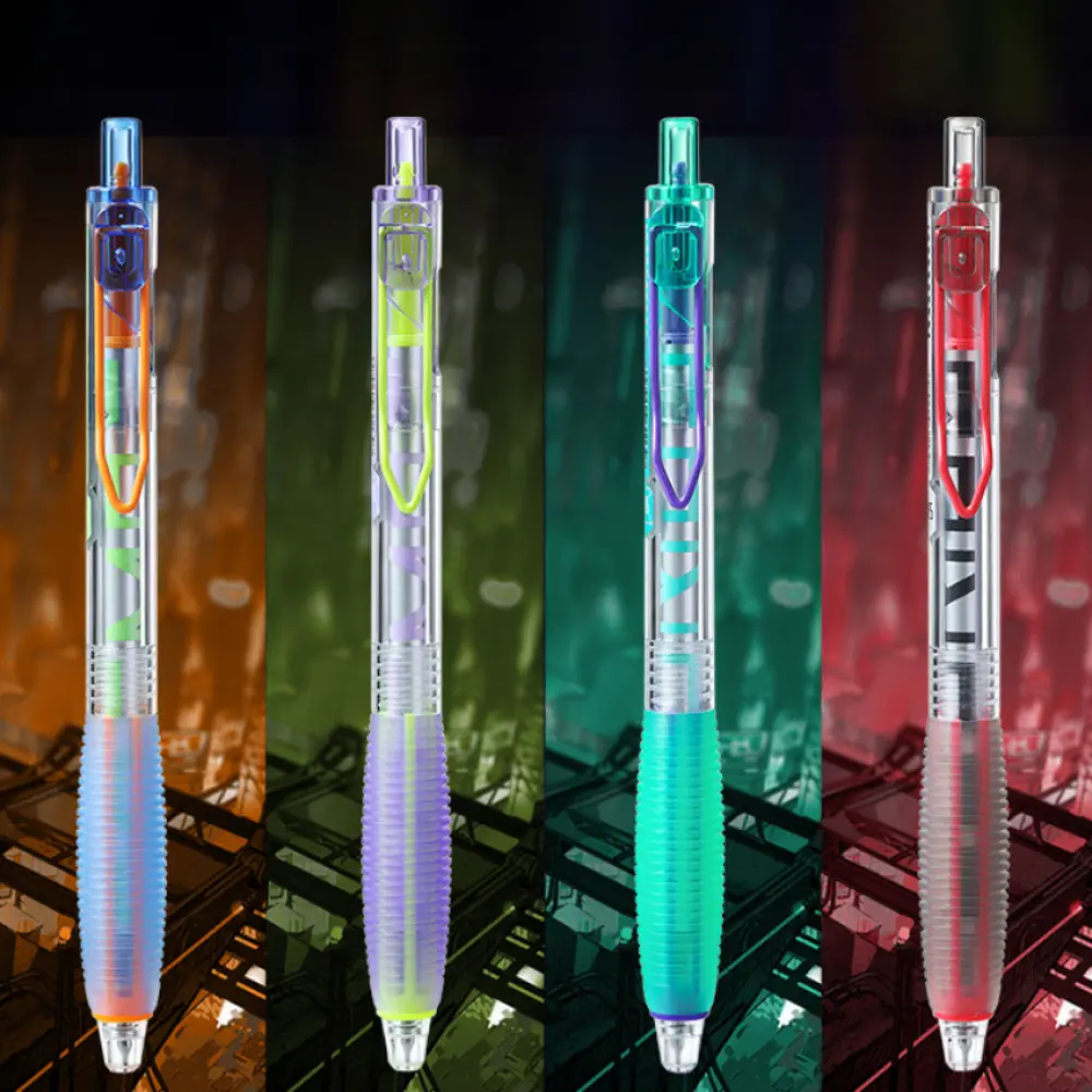 New 4 Pcs Color Clash Cyber-Style Click-Type Gel Pens, Unisex Fashion Multi-Purpose Color Pens with Quick-Dry Smooth Continuous Ink, Large Capacity for Study, Office Writing