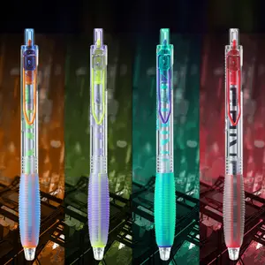 4 colour clash cyber style gel pens, unisex, fashion theme, click type, smooth continuous ink, quick dry, DIY study office writing black quick dry, large capacity gel pen