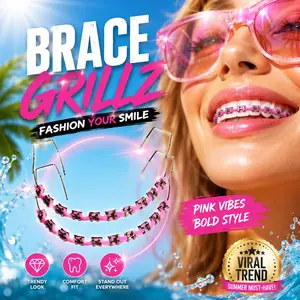 Fashion Braces 1 Pair Colorful Temporary Tooth Decoration With Metal Wires Metal Bracket Orthodontic Ligature Ties High Quality