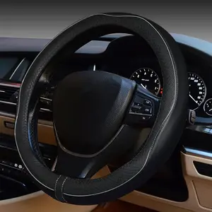 ESEWALAS Universal  Steering Wheel Cover,Anti-Slip Leather Steering Wheel Cover, Style Steering Wheel Protector, Interior Accessories Auto Steering Wheel Covers (Black with Gray)