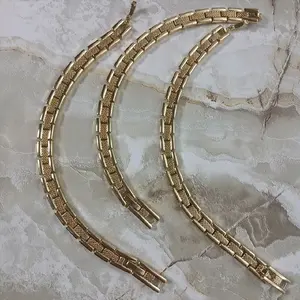 Yudy&Sussy 14 Gold Filled Textured Link Bracelet - Elegant Jewelry for Women, Perfect for Snack
