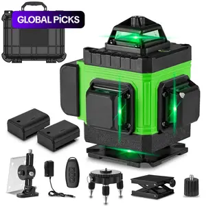16 Lines Laser Level, 1 Set 4x360° Brightness Adjustable Laser Level with Remote Control & Charger, Professional Laser Level for Indoor & Outdoor Use