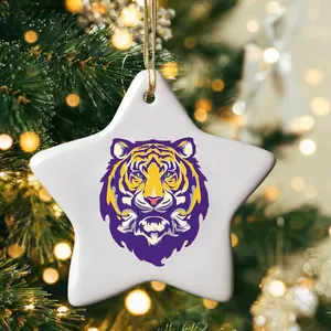 Purple & Gold Christmas Ornament, LSU Football Acrylic Ornament, Ceramic Ornament
