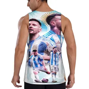 Lionel Messi Argentina Collage Sleeveless Workout Tank Top Tanktop Man Socks Menswear