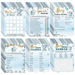 61-Piece Babe Shower Game Set, Blue Elephant Theme, Suitable for Girls or Boys, Perfect for 20 Guests, Infant Party Decorations