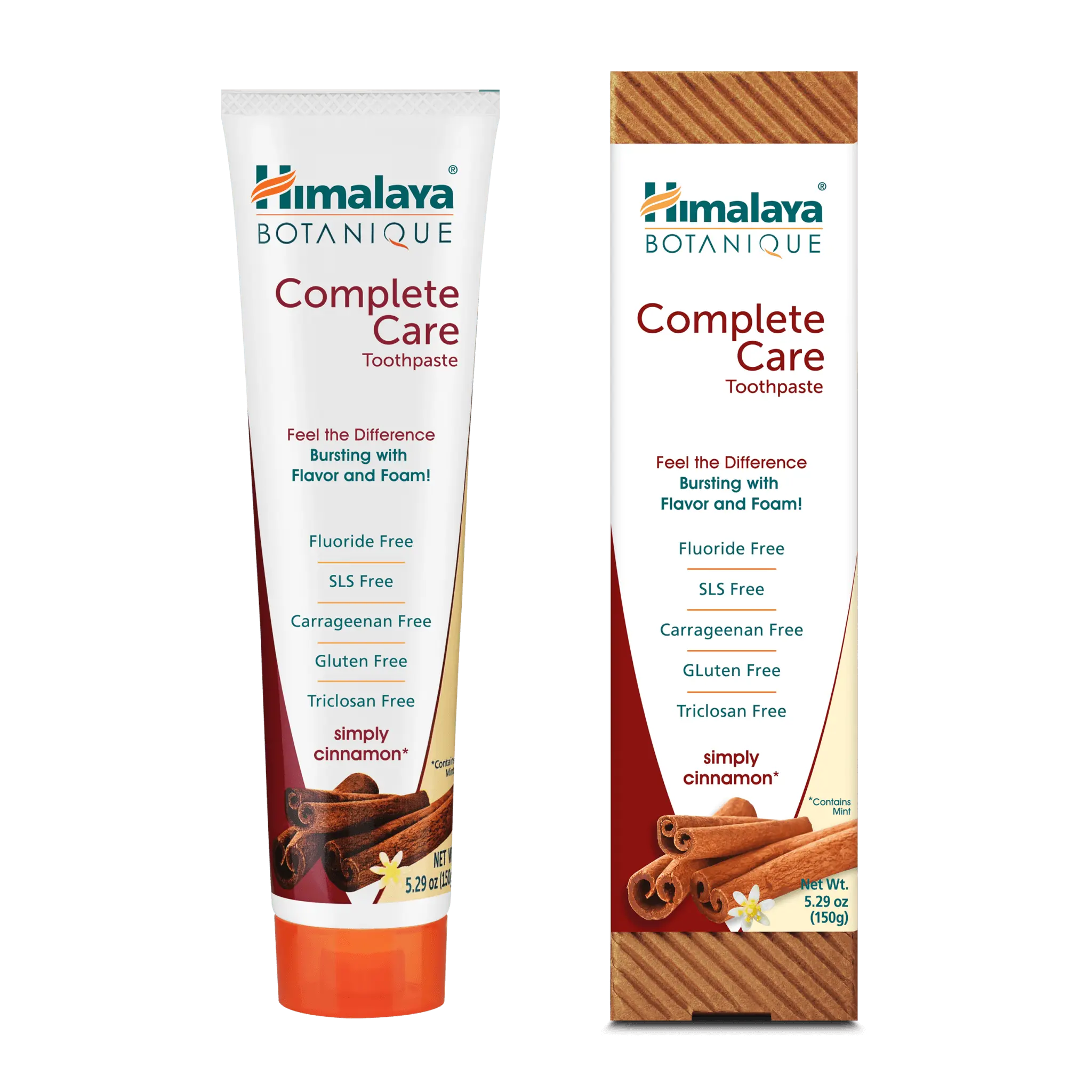 Himalaya Botanique Complete Care Toothpaste, Herbal, Cinnamon Flavor, Fights Plaque, Freshens Breath, Fluoride Free, No Artificial Flavors, SLS Free, Cruelty Free, Foaming, 5.29 Oz