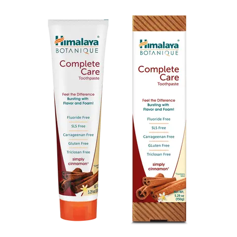 Himalaya Botanique Complete Care Toothpaste, Herbal, Cinnamon Flavor, Fights Plaque, Freshens Breath, Fluoride Free, No Artificial Flavors, SLS Free, Cruelty Free, Foaming, 5.29 Oz