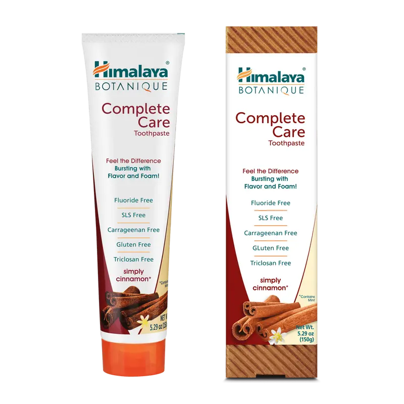 Himalaya Botanique Complete Care Toothpaste, Herbal, Cinnamon Flavor, Fights Plaque, Freshens Breath, Fluoride Free, No Artificial Flavors, SLS Free, Cruelty Free, Foaming, 5.29 Oz