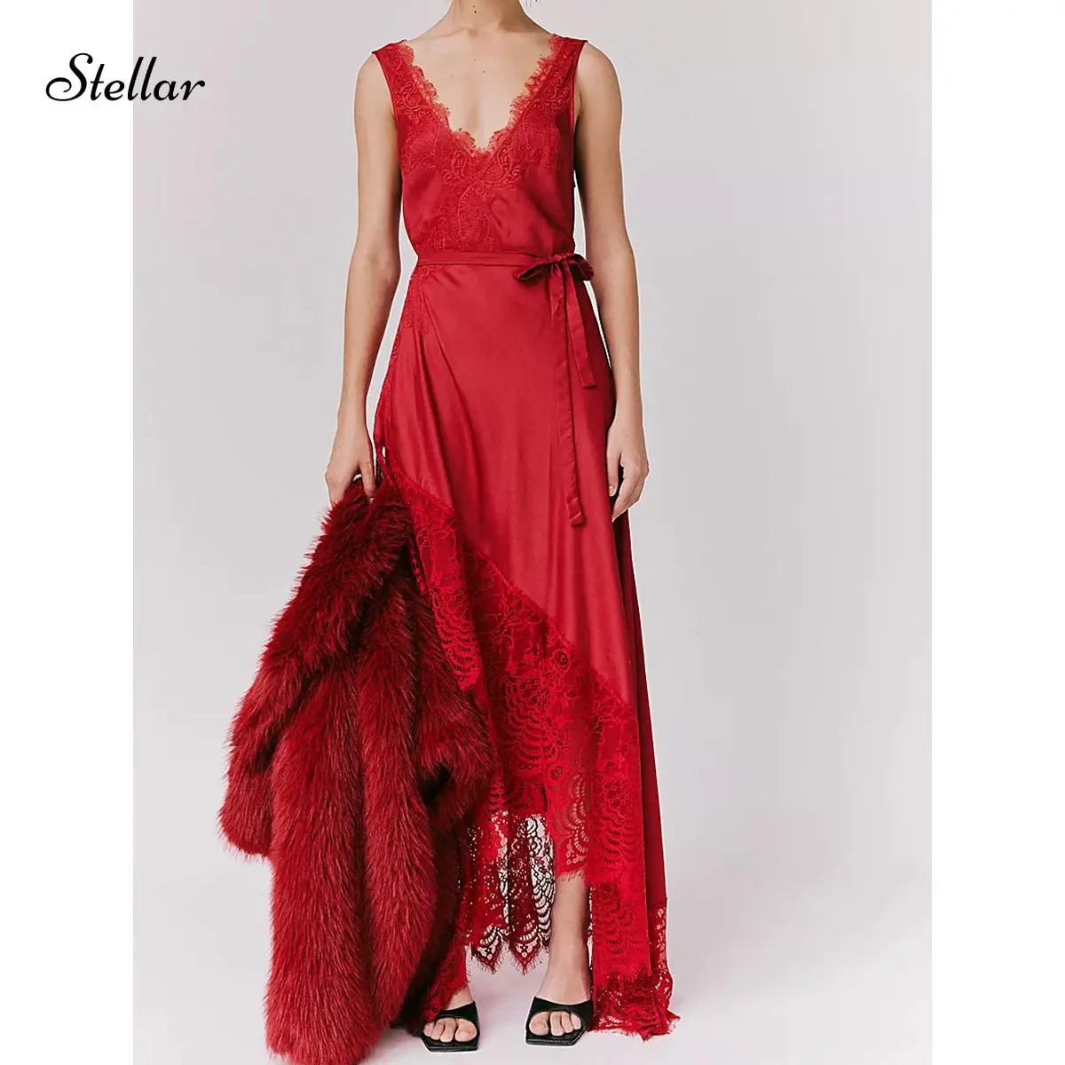 red flowy wrap dress Plus Size Classic Wrap Belted Dress main image 0
