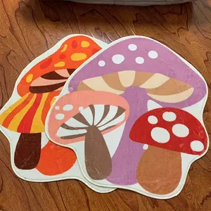 Cartoon Mushroom Pattern Carpet, 1 Count Colorful Soft Fluffy Comfortable Skin-friendly Plush Machine Washable Carpet, Suitable for Living Room Bedroom Hotel Home Dormitory Decor Decorative Area Rug