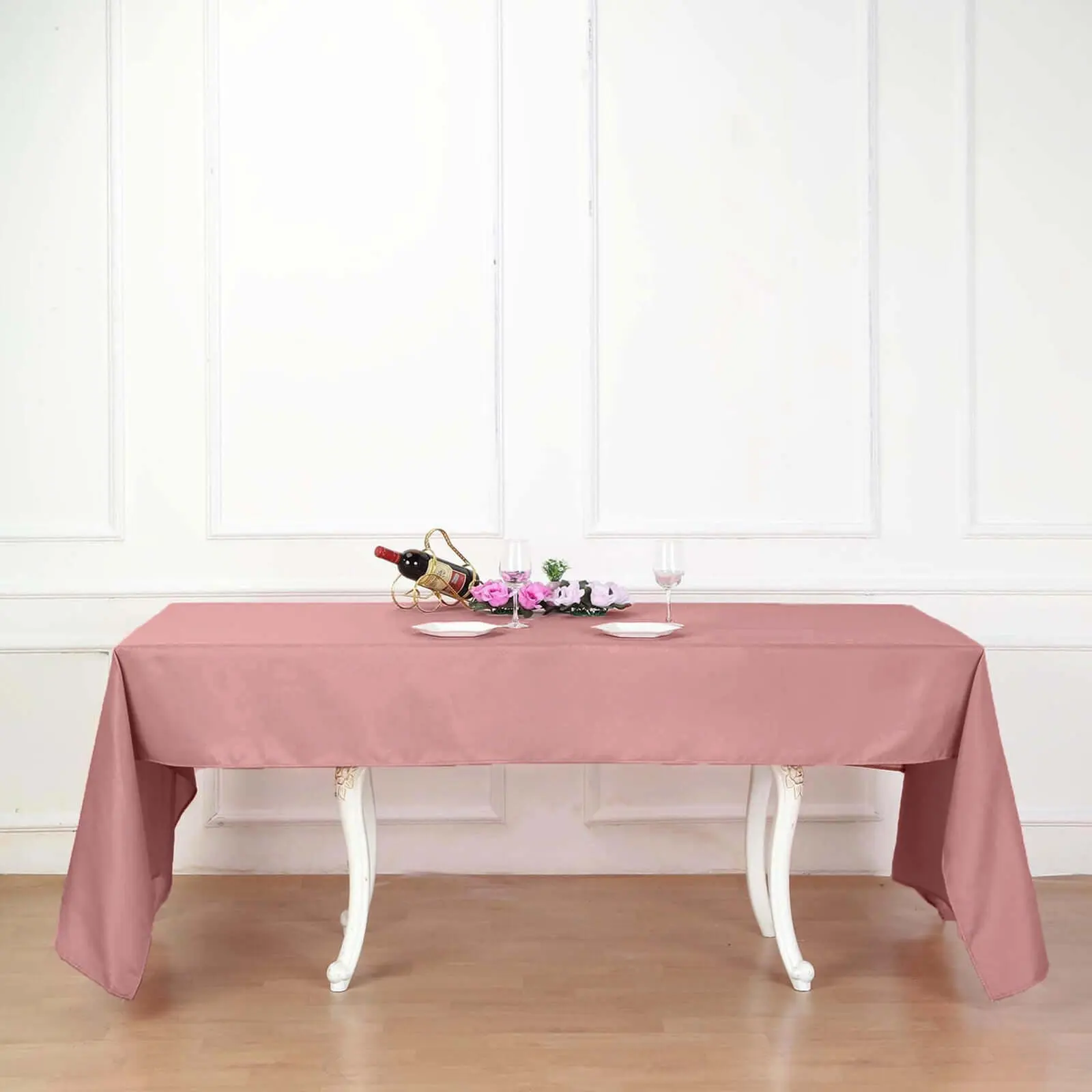 Dusty Rose Polyester Rectangle Tablecloth (60"x102") - Wrinkle-Resistant, Machine Washable, Ideal for Event, Thanksgiving, Casual Dining Table Use