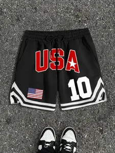 Men's USA Flag Print Basketball Shorts, Athletic Shorts, Loose Casual Breathable Comfortable Shorts, Men's Summer Bottoms for Daily Wear