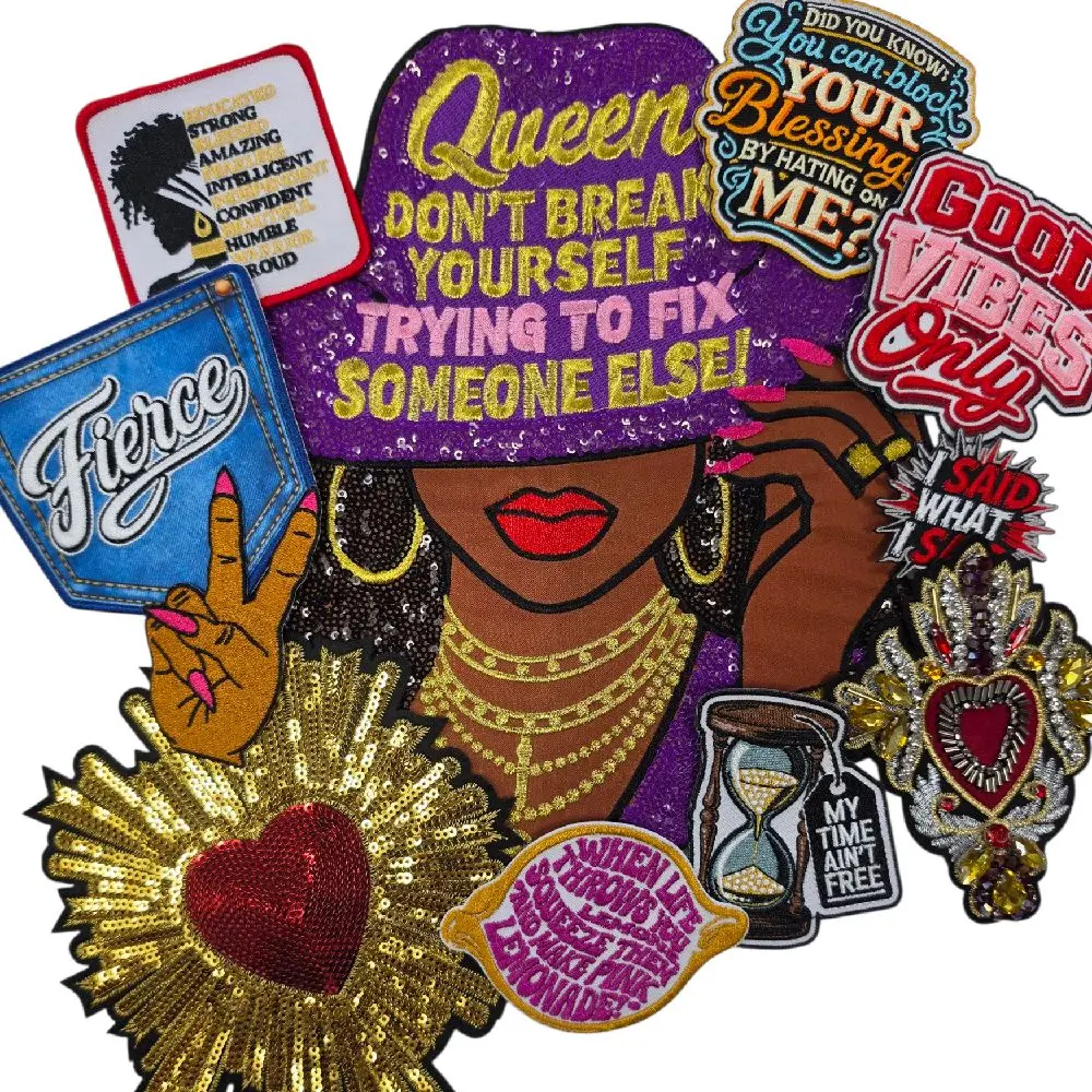Patch Party Club, 11-Piece "Sis, Don't Break Yourself Trying to Fix Someone Else!" Inspirational Iron-On Patch Bundle | Embroidered DIY Fashion Patches | Patch Party Club | $32.97