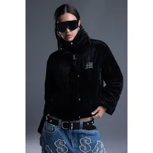 Crushed Velvet Puffer Jacket