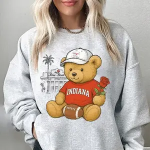 Indiana Rose Bowl Shirt, 25-26 Pasadena California Sweatshirt and Hoodie, Bear with Rose Football Shirt, Unisex Cotton Graphic Long Sleeve