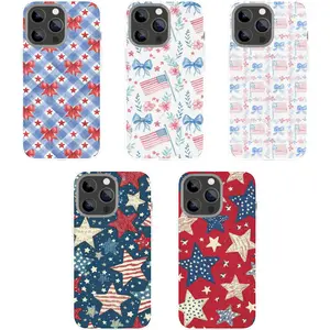 Patriotic Bow Phone Case for iPhone, American Flag Star Cover, Red White Blue 4th of July Aesthetic Case, USA Holiday Gift for Her