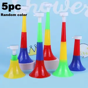 5 pieces of extendable color three-section loudspeaker, horn, activity party supplies, game accessories and group celebration supplies, fun design, no