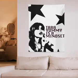 Tara Yummy Mindset Humor Flag Tapestry - Ultra-Soft Microfiber Vertical Wall Art with Black & White Star Design - Perfect for Living Room, Bedroom, Dorm, or Garden Decor