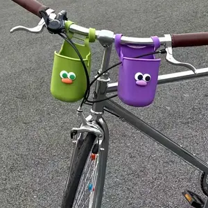 Cute Cartoon Face Silicone Cup Mat, Multifunctional Portable Baby Stroller and Wheelchair Bottle Storage Bag, Large Capacity Water Resistant Holder