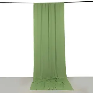 Sage Green 4-Way Stretch Spandex Backdrop Drape Curtain, Wrinkle Free Event Divider Panel with Rod Pockets - 5ftx14ft