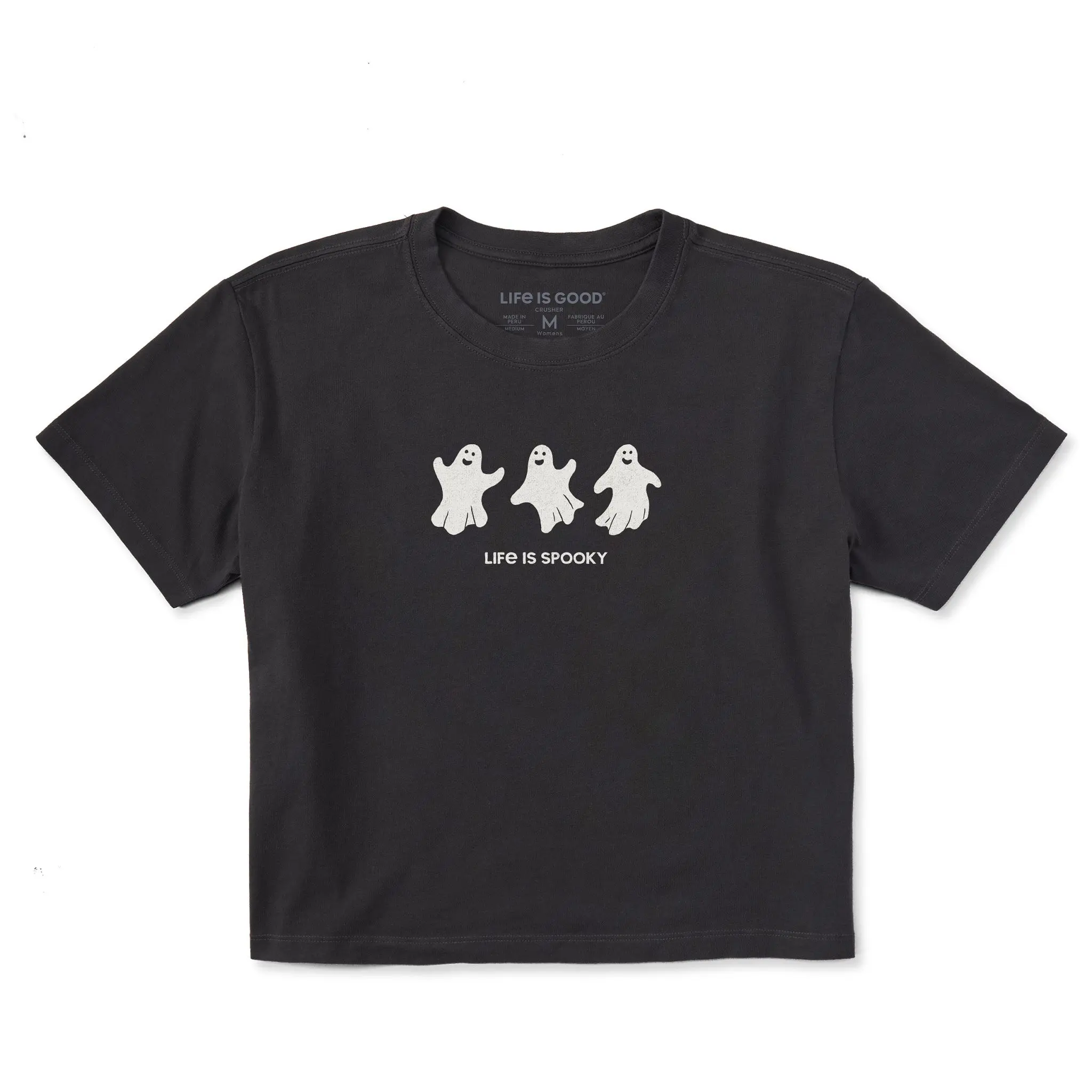 Women's Life is Spooky Ghosts Short Sleeve Crusher Boxy Tee