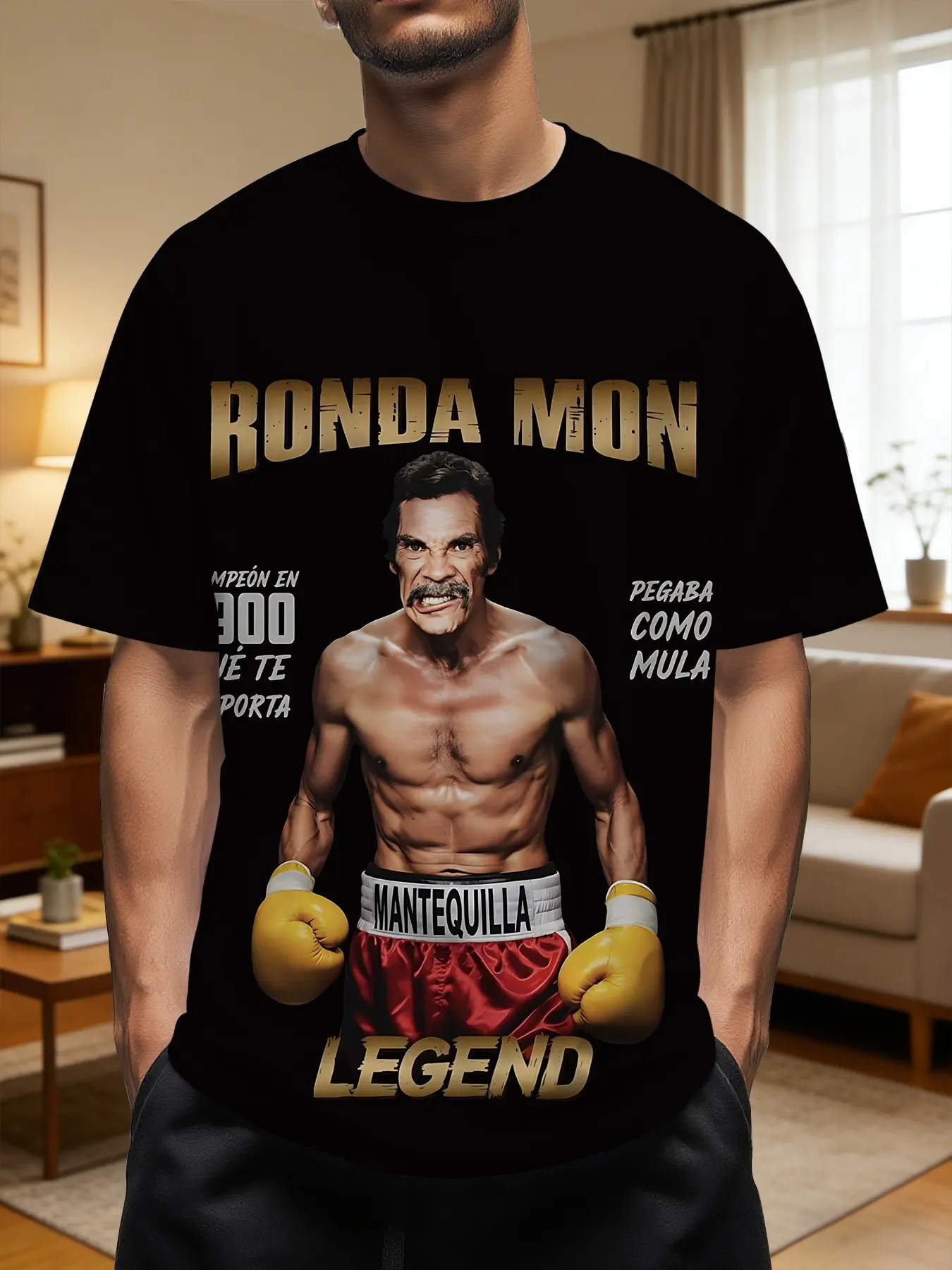 Men's 3D digital print T-shirt with legendary boxer portrait print, casual streetwear versatile sports men's round neck short sleeve, suitable for daily wear, 100% polyester fiber, an ideal festival gift for men